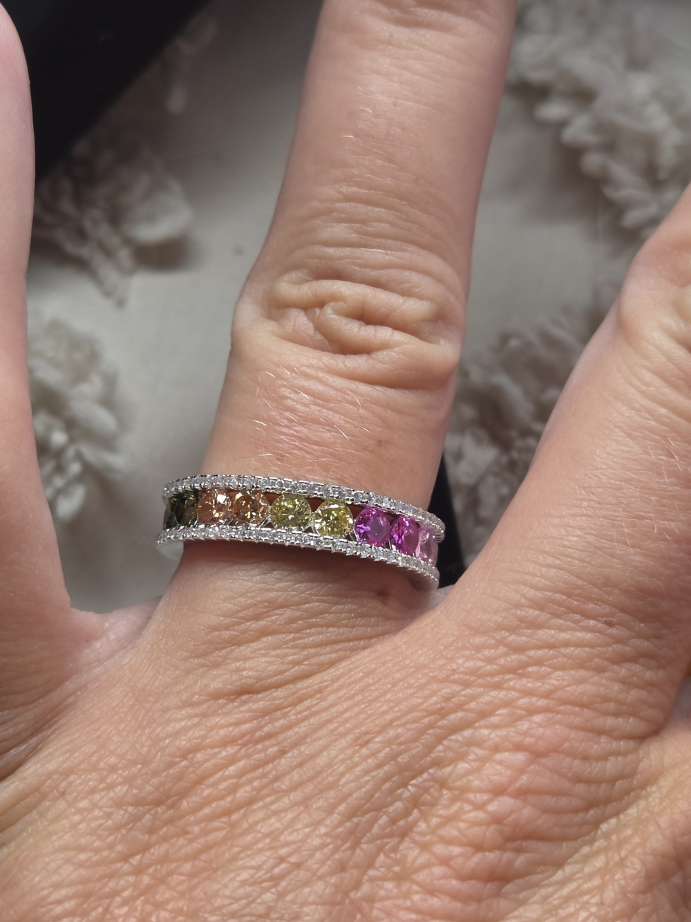 925 Sterling Silver Rainbow Eternity Band - Multicolor